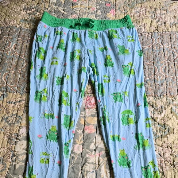 Little Sleepies Leaping Love Frog Bamboo Pajama Pants Women's Size XS - Picture 2 of 7